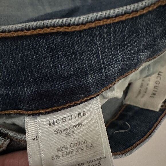 McGuire Jeans Womens 27 Blue Wide Leg Distressed Crop Raw Hem Denim Boho Summer - Picture 5 of 9